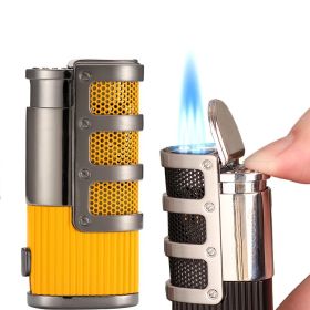 3-Torch Butane Jet Lighter – Refillable & Windproof (Color: Gold)