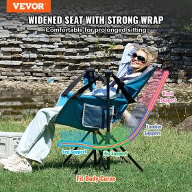 VEVOR Reclining Hammock Camp Chair with Cup Holder – 300lb Capacity (Type: Regular Lounge Chair, Color: Blue)