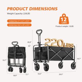 Heavy-Duty Foldable Outdoor Cart – 330lb Capacity (Option: Small sizeBK)
